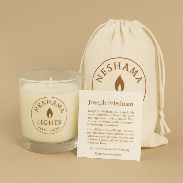 Neshama Lights Memorial Candle- Yahrzeit Candle- 26 Hour Candle No Shipping
